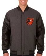 Baltimore Orioles Charcoal/Black Varsity Jacket
