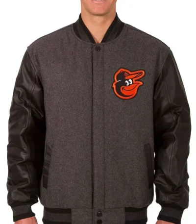 Baltimore Orioles Charcoal/Black Varsity Jacket