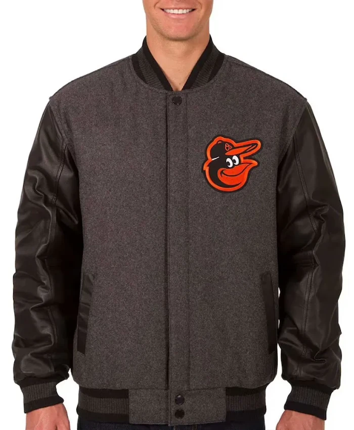 Baltimore Orioles Charcoal/Black Varsity Jacket Baltimore Orioles Charcoal/Black Varsity Jacket