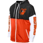 Baltimore Orioles Color Block Orange/Black Windbreaker Hoodie