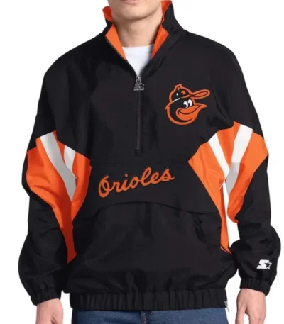Baltimore Orioles Cooperstown Chief Black Half-Zip Pullover