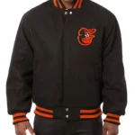 Baltimore Orioles Embroidered Black Wool Varsity Jacket