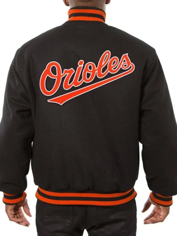 Baltimore Orioles Embroidered Black Wool Varsity Jacket