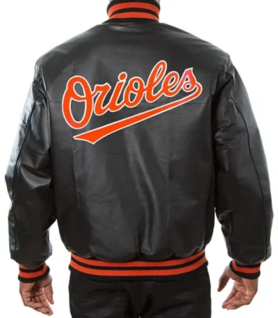 Baltimore Orioles Black Leather Varsity Jacket