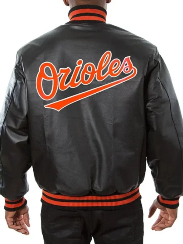 Baltimore Orioles Black Leather Varsity Jacket