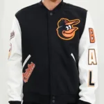Baltimore Orioles Letterman Black and White Jacket