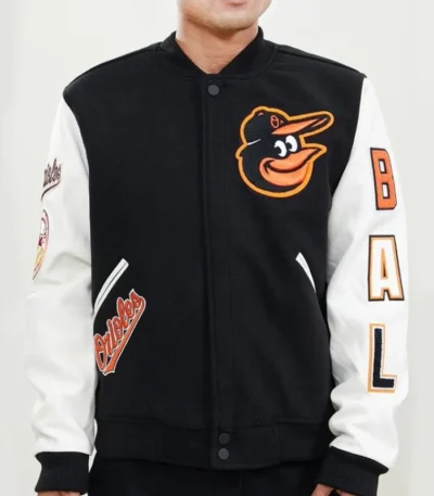 Baltimore Orioles Letterman Black and White Jacket