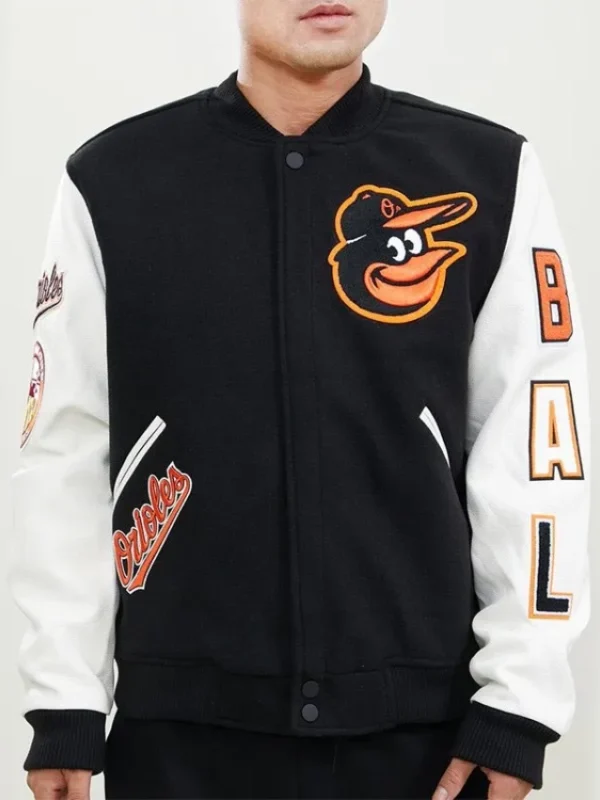 Baltimore Orioles Letterman Black and White Jacket