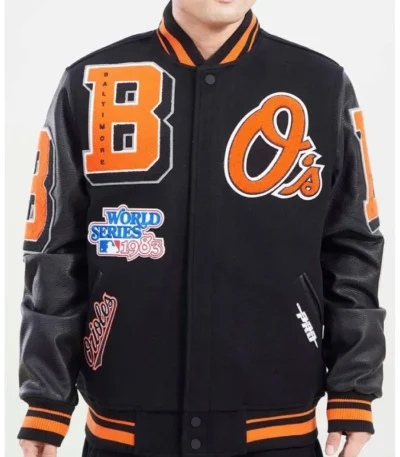 Baltimore Orioles Mashup Black Varsity Jacket