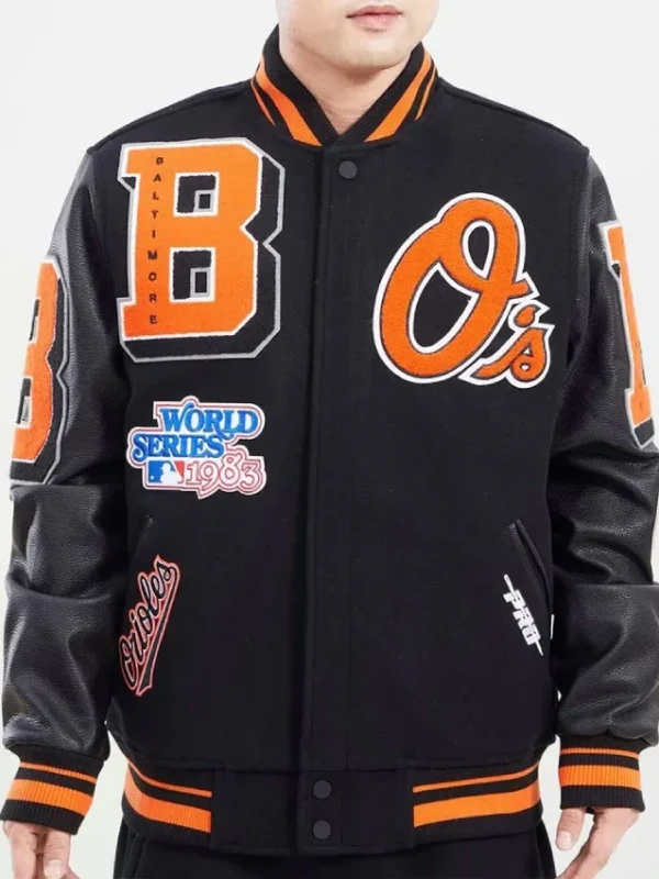 Baltimore Orioles Mashup Black Varsity Jacket