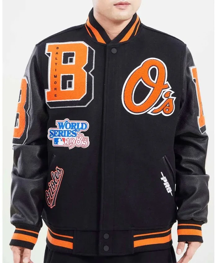 Baltimore Orioles Mashup Black Varsity Jacket Baltimore Orioles Mashup Black Varsity Jacket
