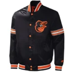 Baltimore Orioles Midfield Varsity Black Satin Jacket