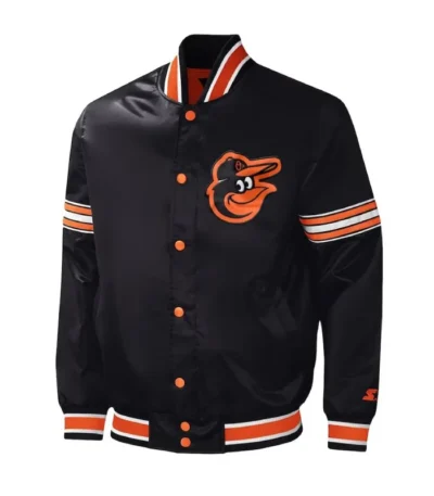 Baltimore Orioles Midfield Varsity Black Satin Jacket