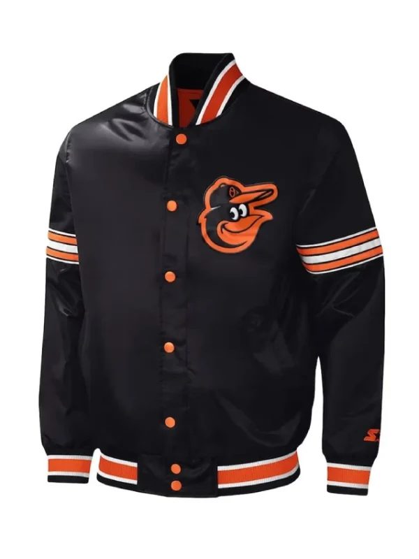 Baltimore Orioles Midfield Varsity Black Satin Jacket