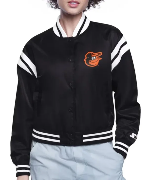 Baltimore Orioles Printed Logo Varsity Satin Jacket