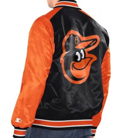 Black/Orange Baltimore Orioles Renegade Varsity Satin Jacket