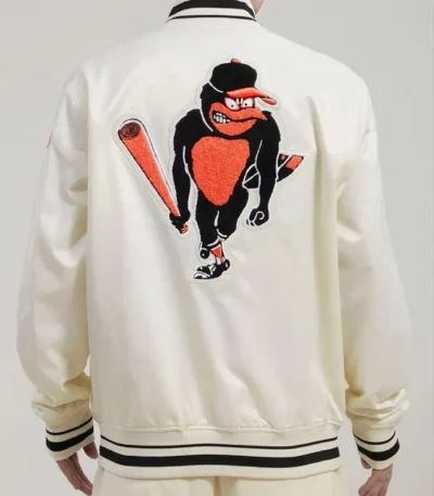 Baltimore Orioles Retro Classic Rib Off White Satin Jacket