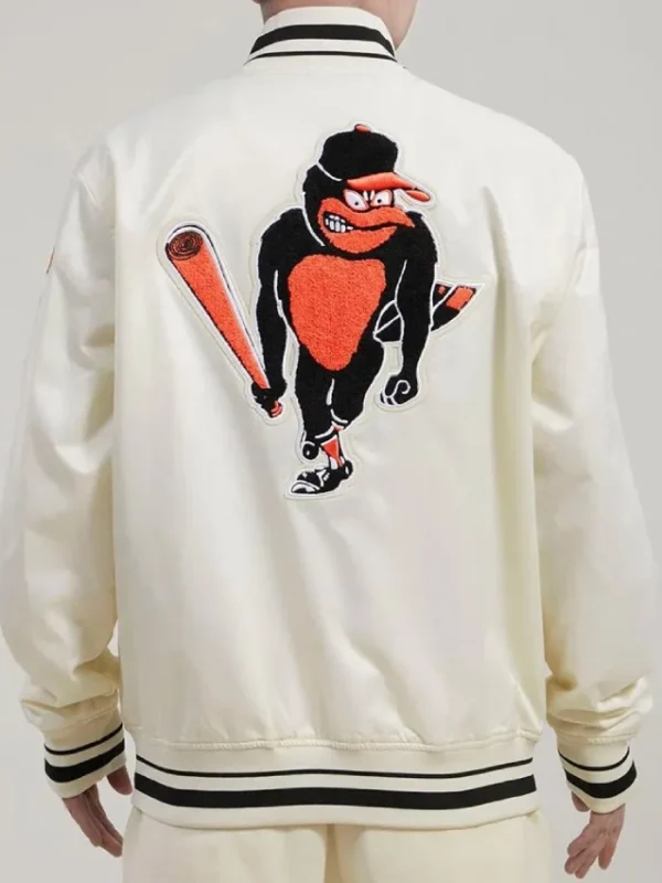 Baltimore Orioles Retro Classic Rib Off White Satin Jacket