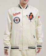 Baltimore Orioles Retro Classic Rib Off White Satin Jacket