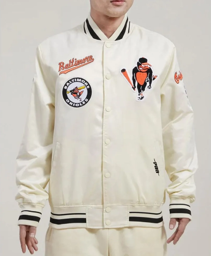 Baltimore Orioles Retro Classic Rib Off White Satin Jacket Baltimore Orioles Retro Classic Rib Off White Satin Jacket
