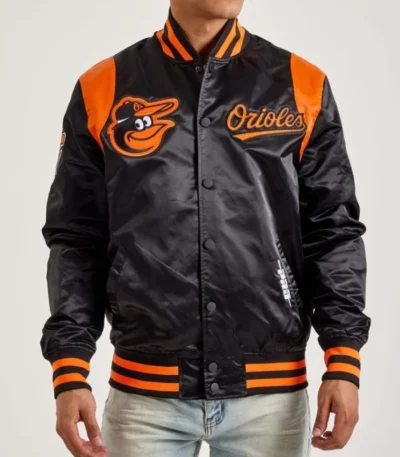 Baltimore Orioles Teddy Black Varsity Satin Jacket