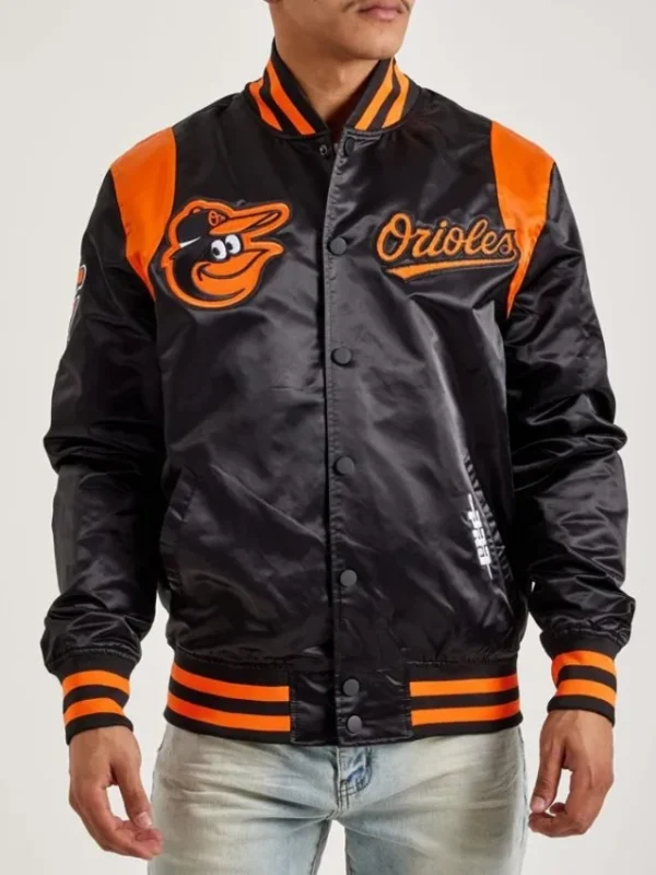 Baltimore Orioles Teddy Black Varsity Satin Jacket