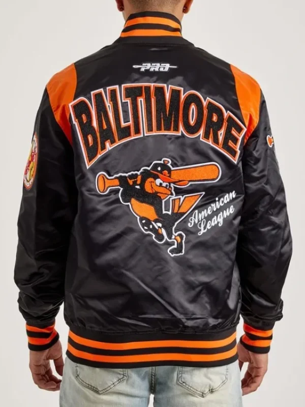 Baltimore Orioles Teddy Black Varsity Satin Jacket