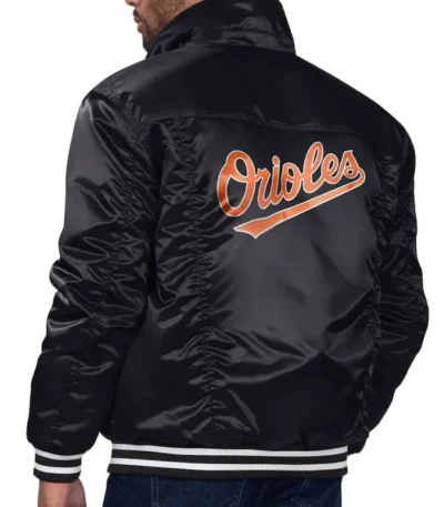 Baltimore Orioles Black Silver Tab Trucker Satin Jacket