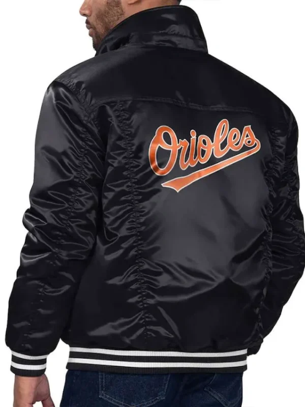 Baltimore Orioles Black Silver Tab Trucker Satin Jacket