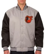 Baltimore Orioles Varsity Black and Gray Poly Twill Jacket
