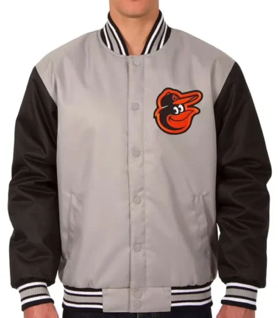 Baltimore Orioles Varsity Black and Gray Poly Twill Jacket