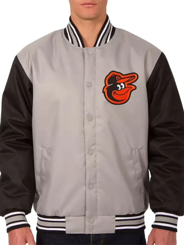 Baltimore Orioles Varsity Black and Gray Poly Twill Jacket