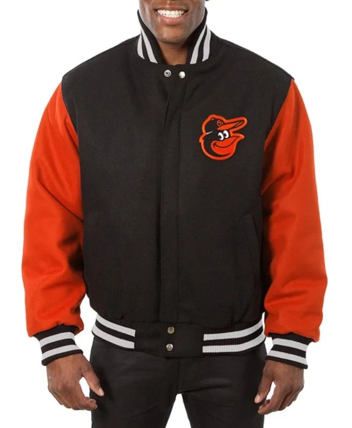 Baltimore Orioles Varsity Black and Orange Wool Jacket Baltimore Orioles Varsity Black and Orange Wool Jacket