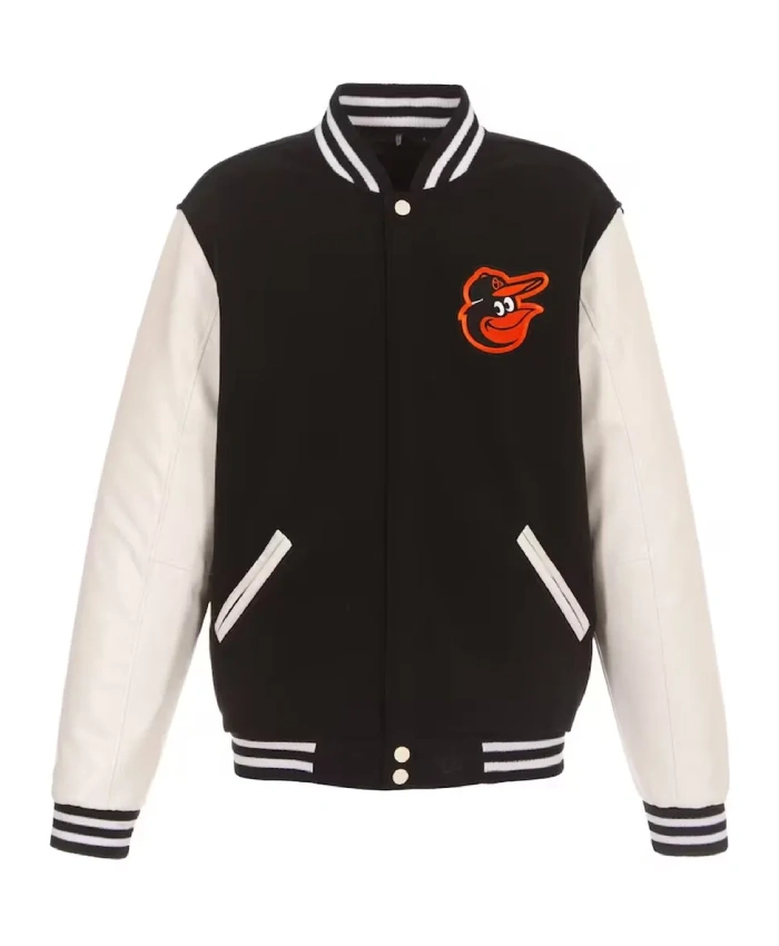 Baltimore Orioles Varsity White and Black Jacket Baltimore Orioles Varsity White and Black Jacket