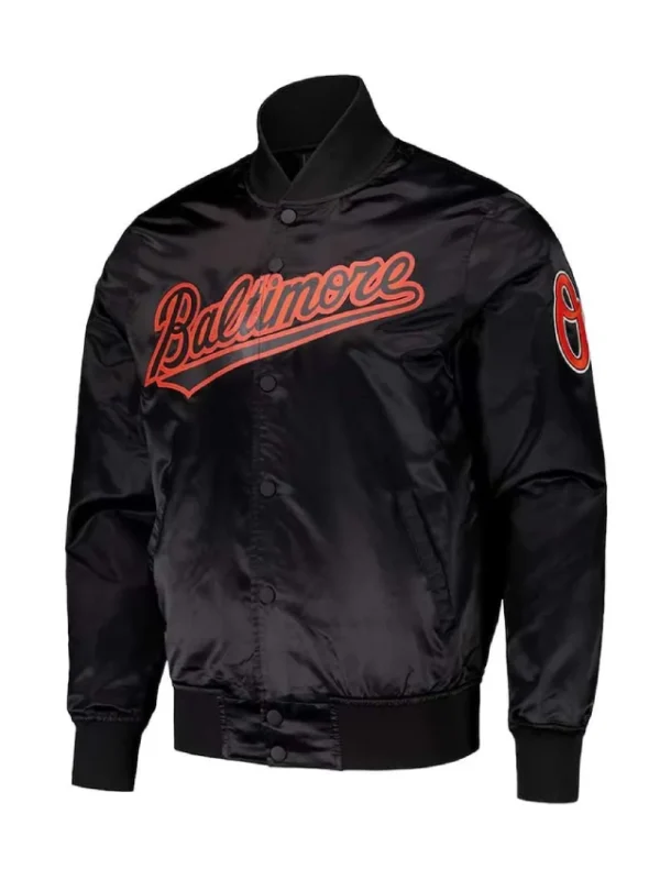 Baltimore Orioles Wordmark Black Satin Jacket