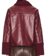 Beyond the Gates Eva Thomas Maroon Leather Jacket