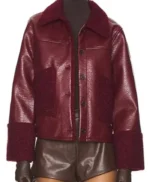 Beyond the Gates Eva Thomas Maroon Leather Jacket