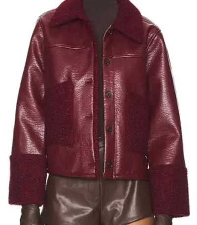 Beyond the Gates Eva Thomas Maroon Leather Jacket