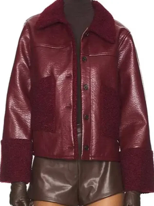 Beyond the Gates Eva Thomas Maroon Leather Jacket