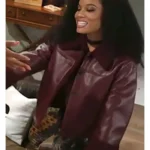 Beyond the Gates Eva Thomas Maroon Leather Jacket