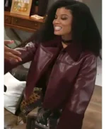 Beyond the Gates Eva Thomas Maroon Leather Jacket
