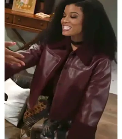 Beyond the Gates Eva Thomas Maroon Leather Jacket