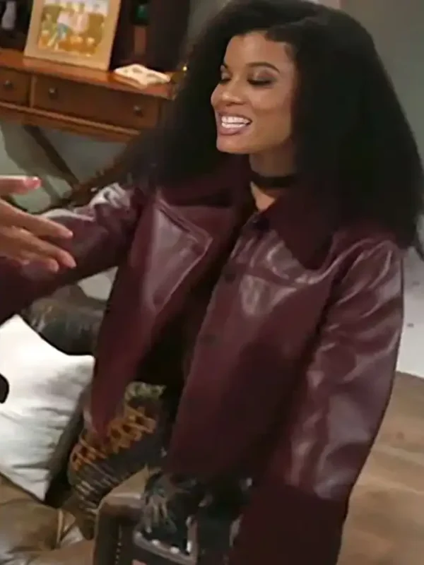 Beyond the Gates Eva Thomas Maroon Leather Jacket