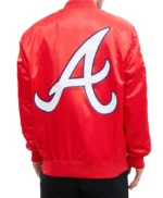 Atlanta Braves Big Logo Red Satin Jacket