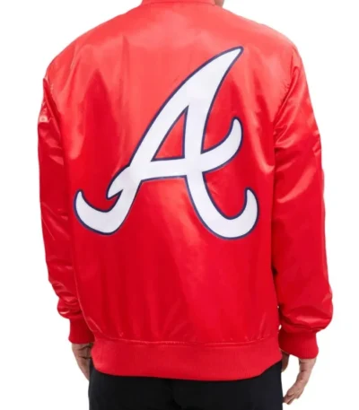 Atlanta Braves Big Logo Red Satin Jacket