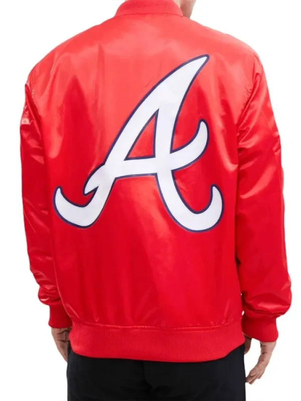 Atlanta Braves Big Logo Red Satin Jacket