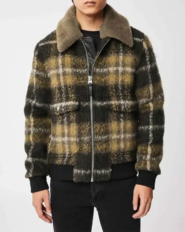 Big Sky Cassie Plaid Wool Bomber Jacket