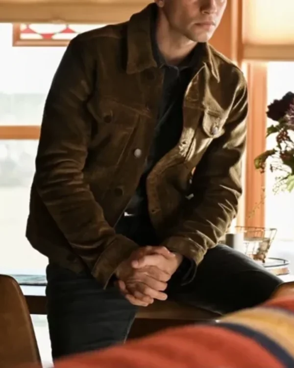 Big Sky Travis Stone Olive Cord Trucker Jacket