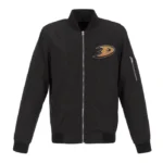 Black Anaheim Ducks Nylon Lightweight Full-Zip Bomber Jacket