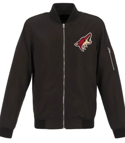 Black Arizona Coyotes Lightweight Nylon Bomber Jacket